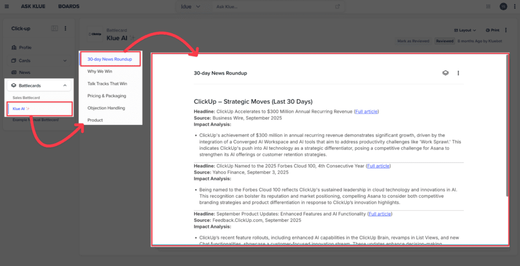 Updated Insights to create effective sales battlecards